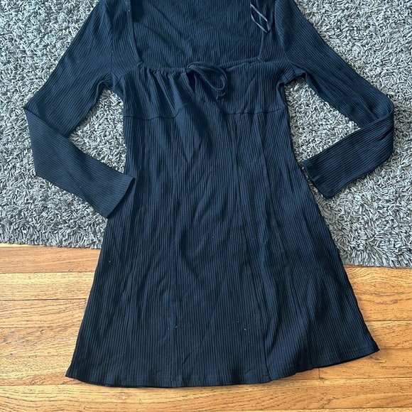 NWOT Princess Polly Ribbed Black NORMANDY LONG SLEEVE MINI DRESS BLACK Size 10 - Picture 7 of 12